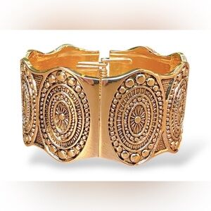 Ornate Embossed Gold Bangle Bracelet